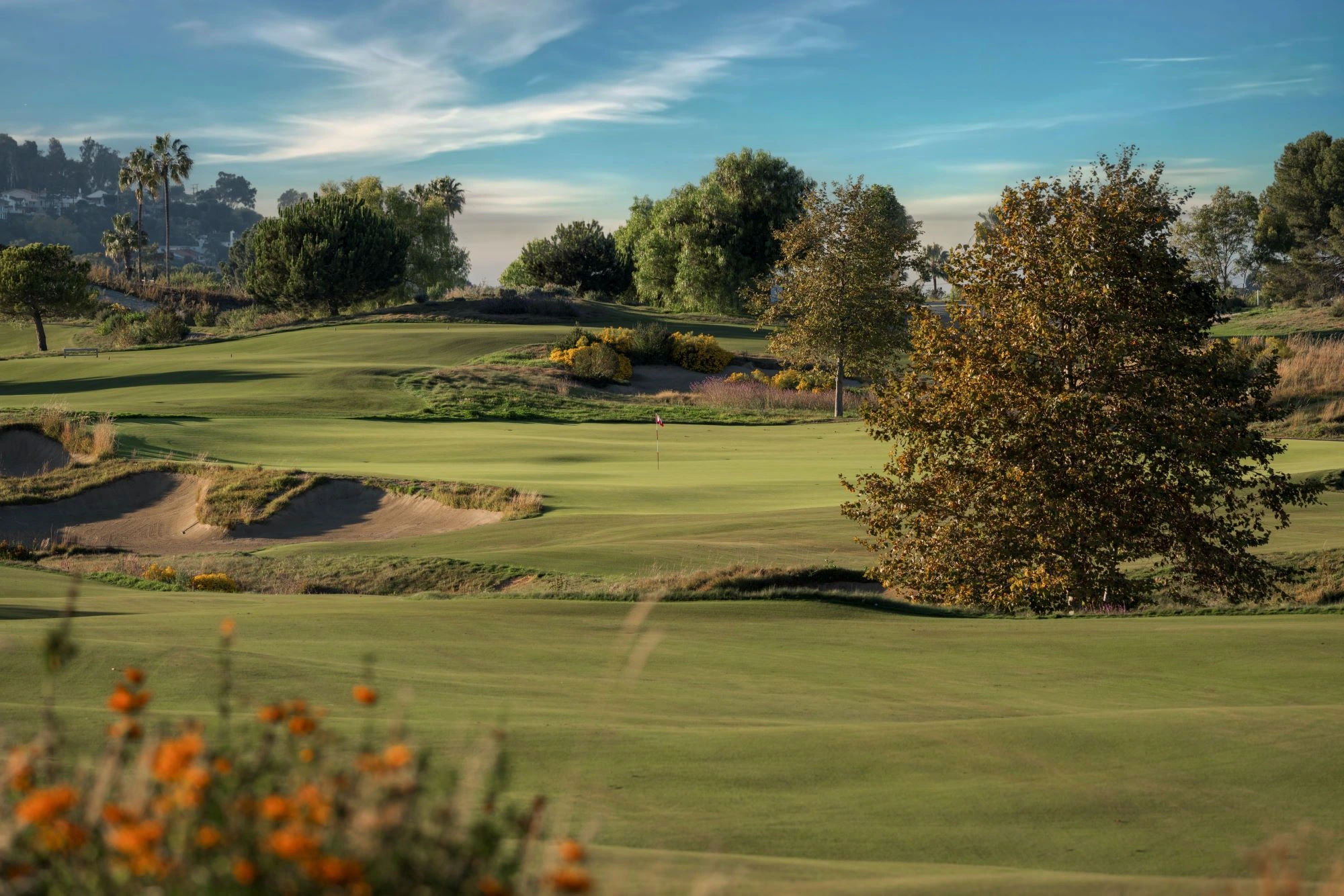 Lush green fairway at RHCC with scenic background landscape